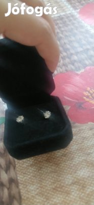 új fehér cirkonia köves rozsdamentes acél fülbevaló 