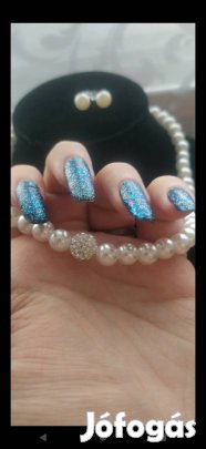 új fehér strasszköves gyöngyös alkalmi ékszer szett 