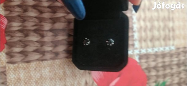 új fekete Cirkonia köves rozsdamentes acél fülbevaló 