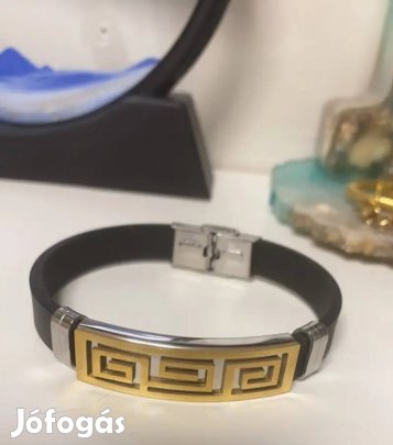új fekete arany színű görög mintás nemesacél karkötő