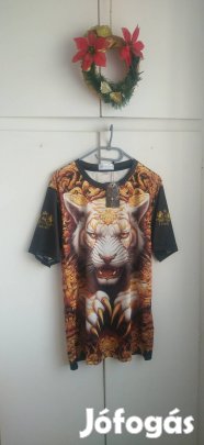 új fekete arany színű hófehér tigris mintás divatos póló 