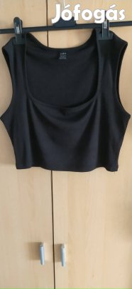 új fekete crop top has póló