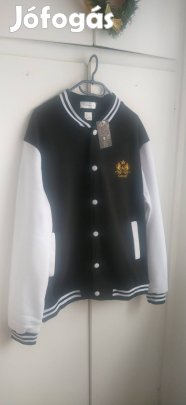 új fekete fehér prémium termo mintás zsebes pulóver dzseki 