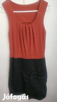 új fekete narancssárga barna alkalmi ruha masni díszítéssel 