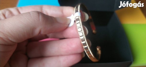 új gold filled bordázott kockás nyitott alkalmi karkötő 