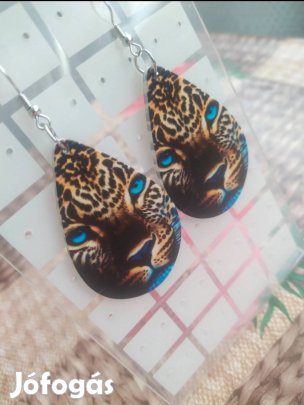 új gyöngyörű kék fekete leopárd mintás alkalmi fülbevaló