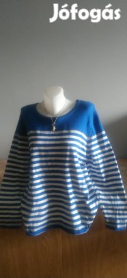 új kék fehér csillogó ezüst csíkos hosszú ujjú felső, pulcsi