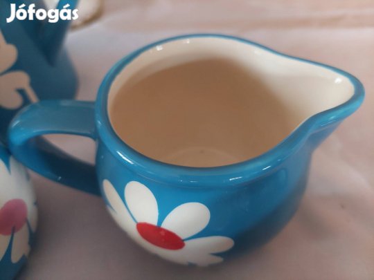 új!kézműves kerámia 4sz.es reggeliző garnitúra