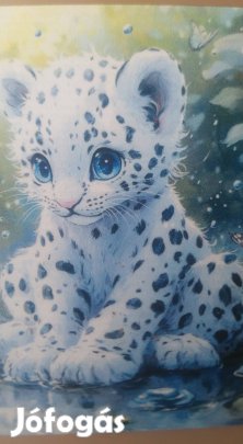 új kicsi hópárduc kölyök pillangós színes vasalható matrica minta 