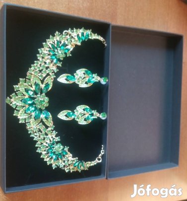 új kristály és strasszköves luxus esküvői ékszer szett 