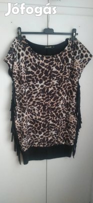 új leopárd párduc mintás elegáns alkalmi hosszított női póló 