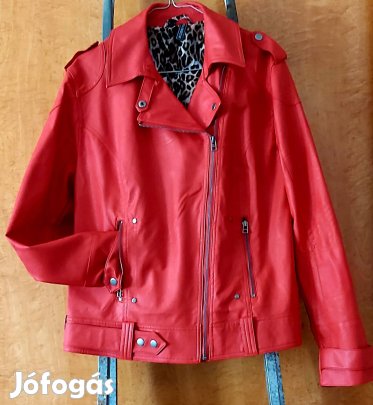 új műbőr kabát dzseki piros 46 XL 