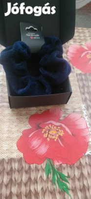 új nagyobb sötétkék plüss bársony alkalmi scrunchie 