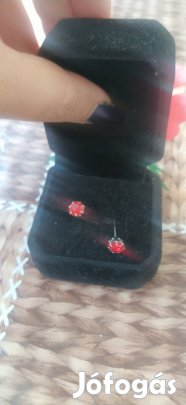 új piros cirkonia köves rozsdamentes acél fülbevaló 