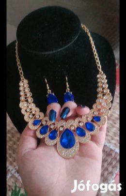 új royal blue strassz és kristály köves esküvői ékszer szett 