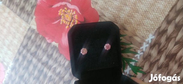 új rózsaszín cirkónia köves rozsdamentes acél fülbevaló