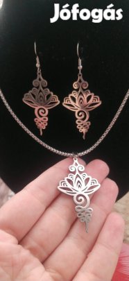 új rozsdamentes acél lótusz virág mintás ékszer szett