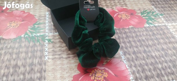 új sötét zöld plüss bársony közepes alkalmi scrunchie 