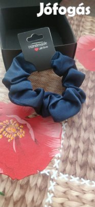 új sötétkék kicsi szatén alkalmi scrunchie 