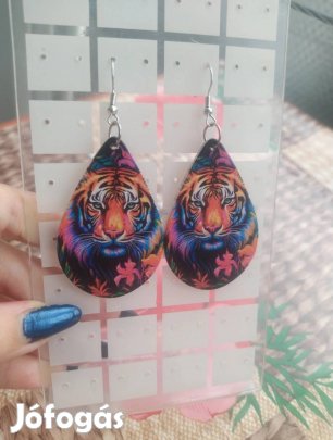 új tigris és virág mintás dzsungel színes alkalmi fülbevaló