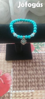 új türkiz ásvány lótusz virág mintás világító karkötő