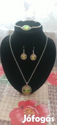 új zöld arany színű életfa mintás ékszer szett