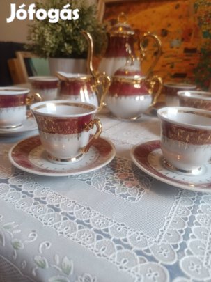 vintage hibátlan porcelán jelzett kávéskészlet