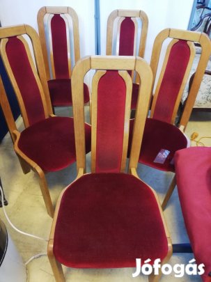 vörösbársonyos étkező szék garnitúra 5db szék