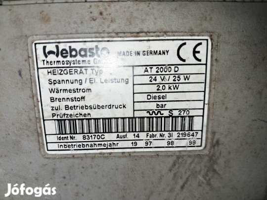 webasto 2000 kompletten működik