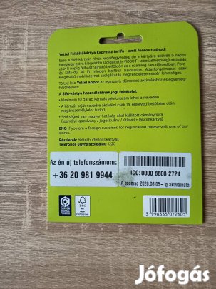 yettel SIM kartya jo szammal