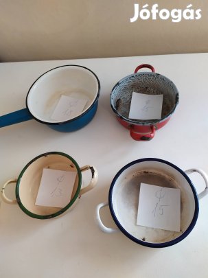 zománcozott közepes méretű labasok, edények